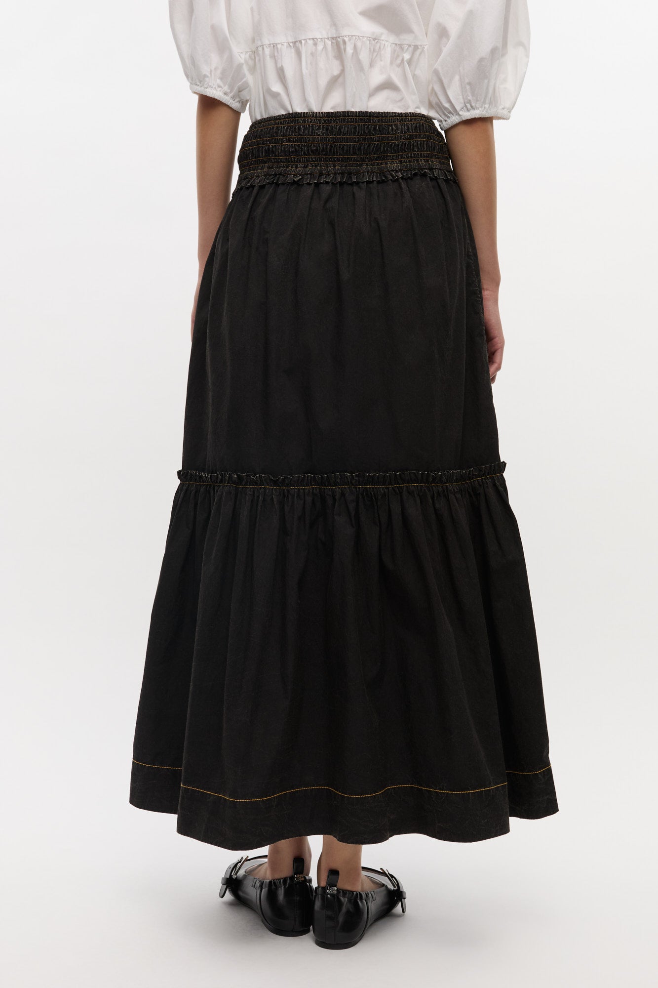 Jupe smockée délavée - Black
