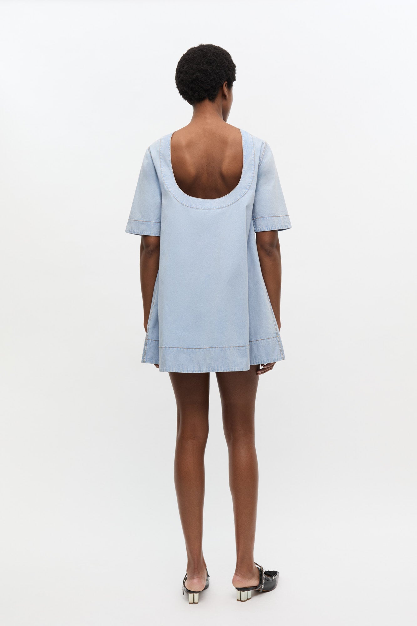 Robe courte trapèze en denim - Soft Chambray