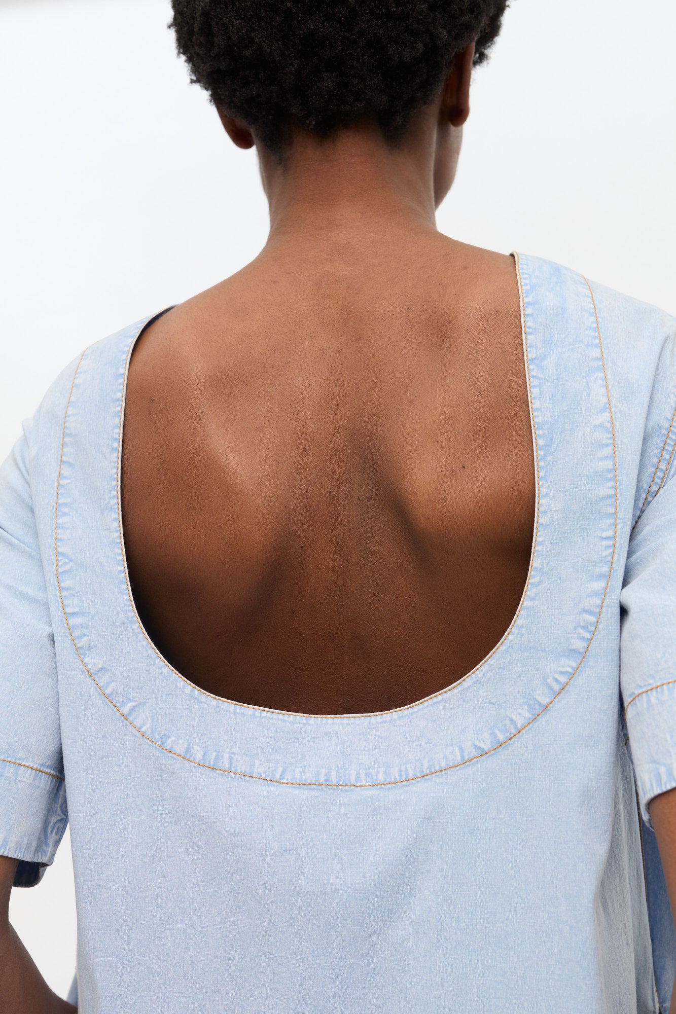 Robe courte trapèze en denim - Soft Chambray