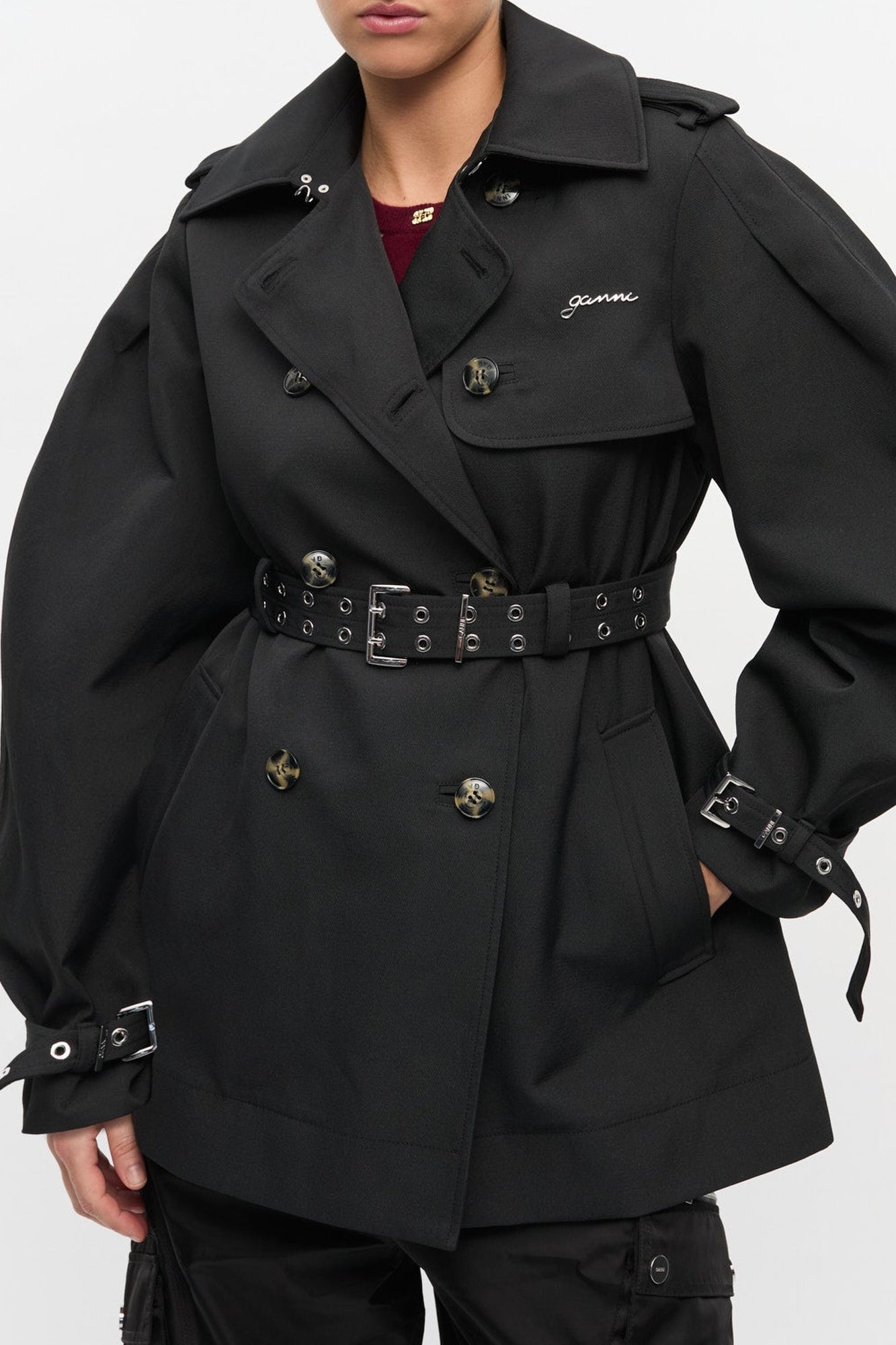 Trench court ceinturé - Black