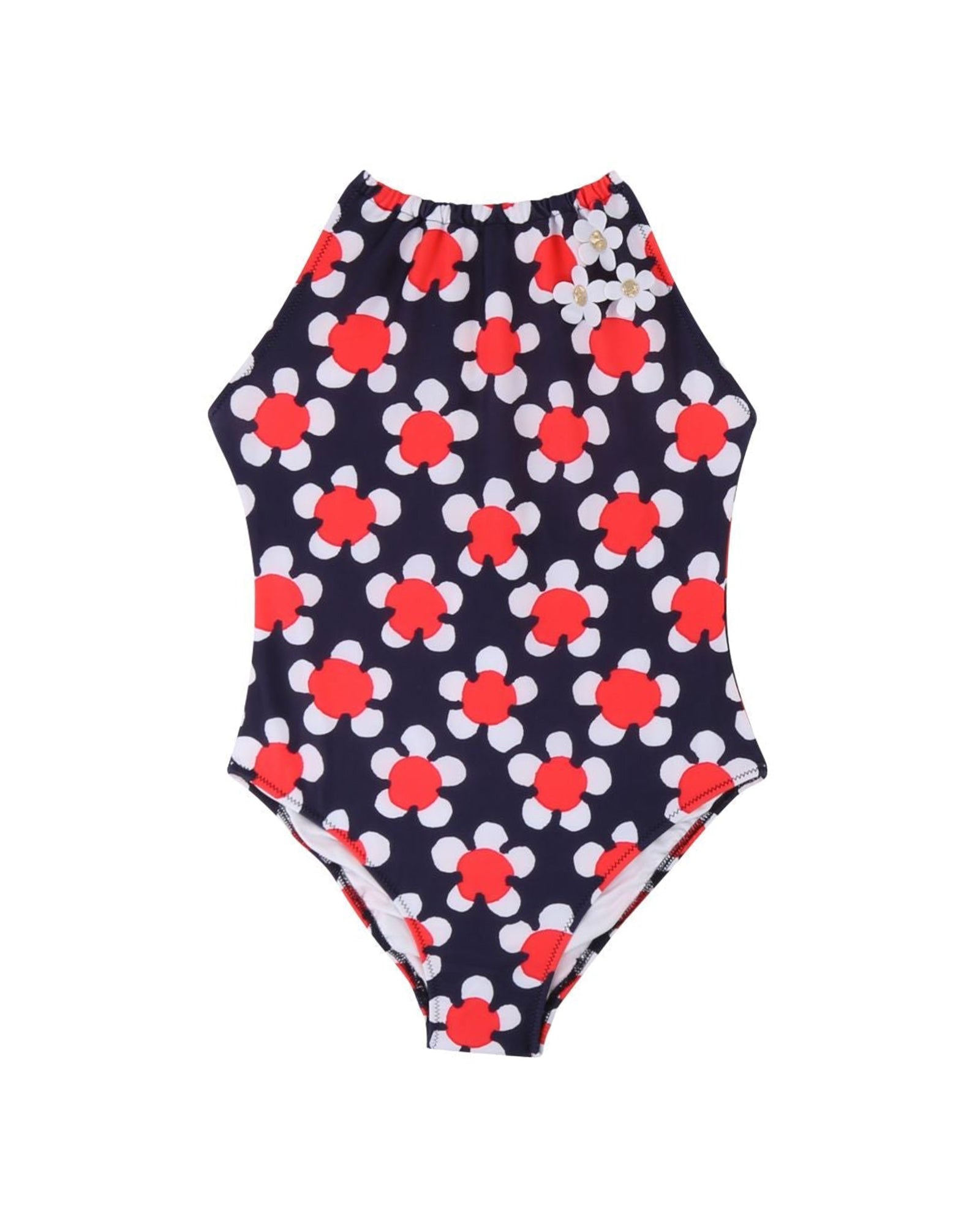 1-piece print swimming costume - Blue Pink