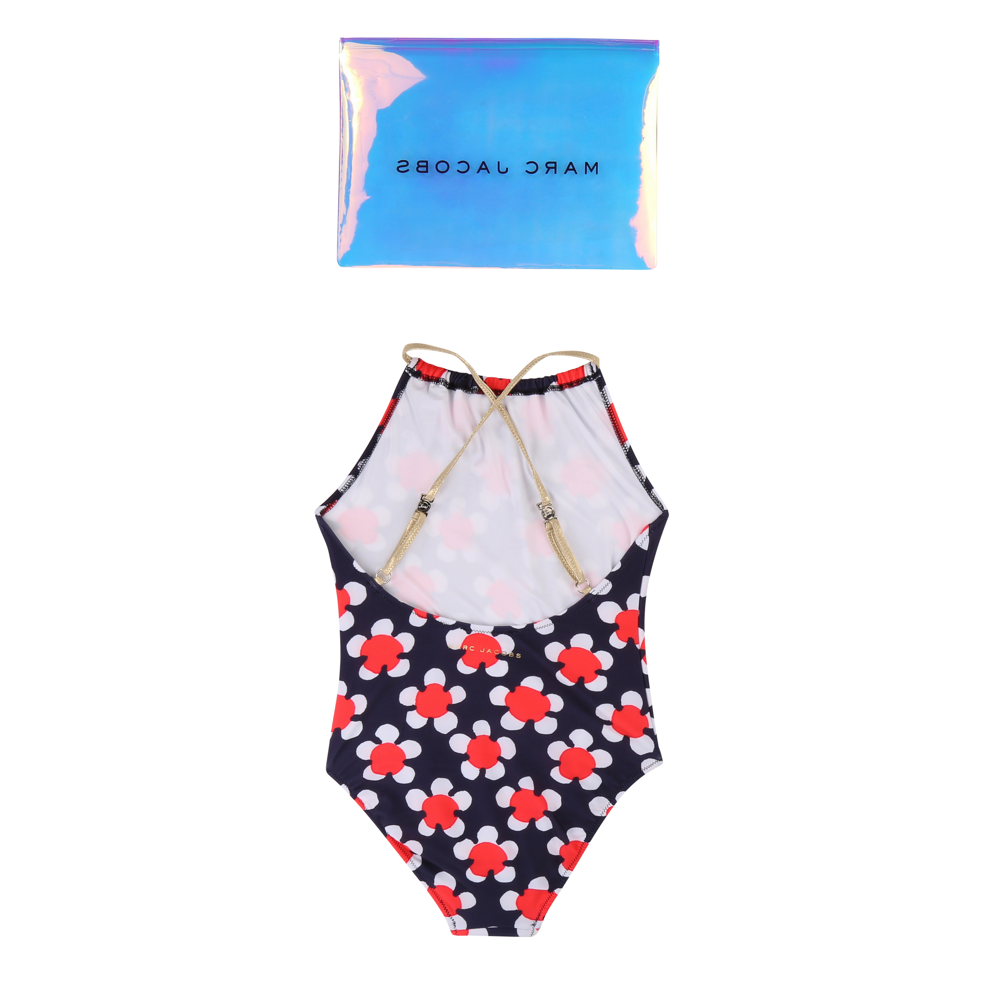 1-piece print swimming costume - Blue Pink