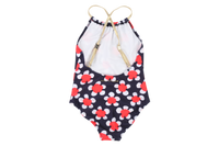 1-piece print swimming costume - Blue Pink