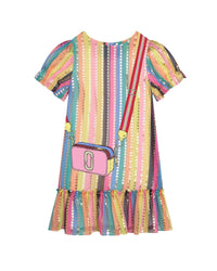 Robe en voile imprimé rayures - Multico