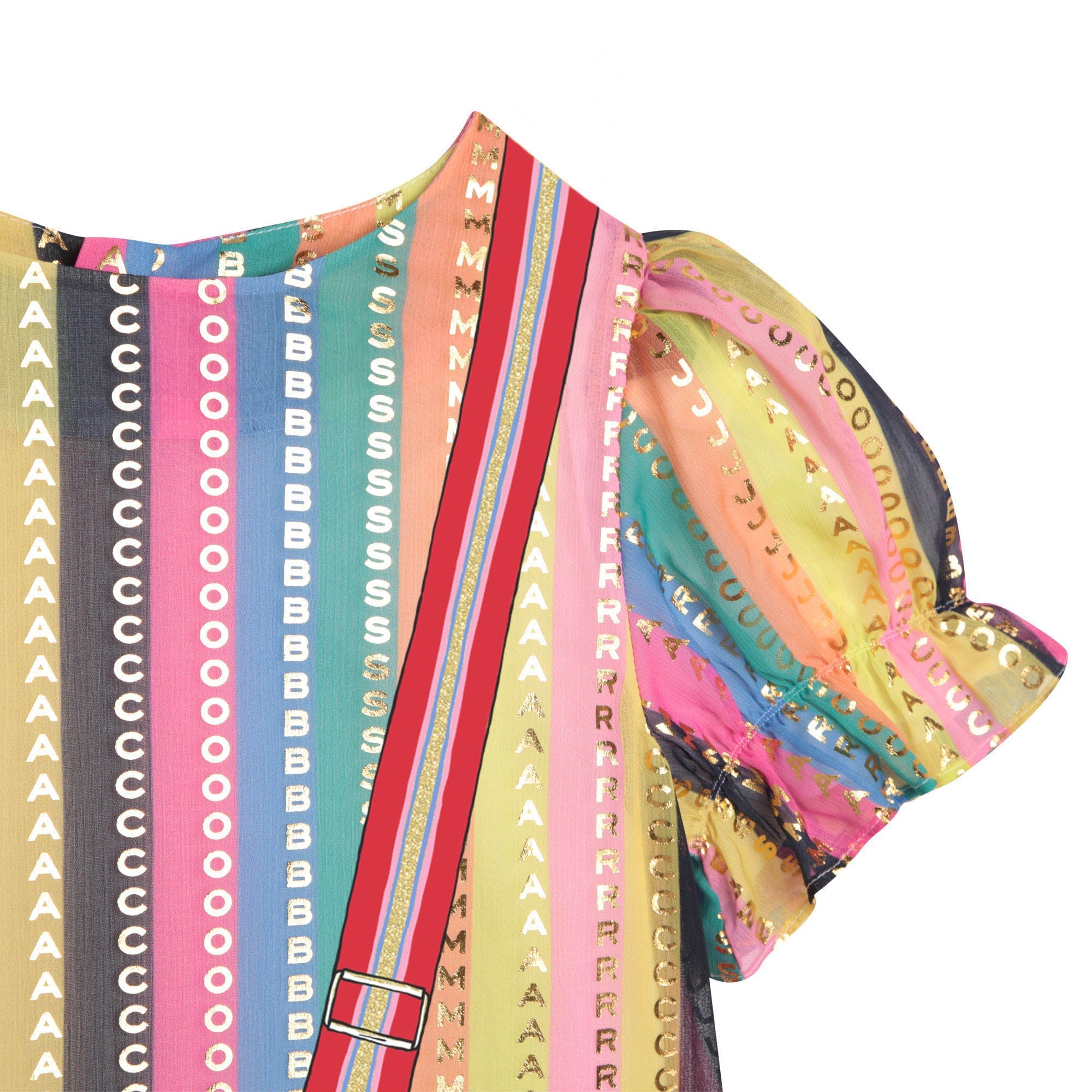 Robe en voile imprimé rayures - Multico