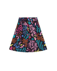 Seaweed print poplin skirt - Dark Blue