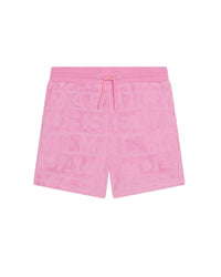 Short en éponge jacquard "rayures" siglées - Rose Candy