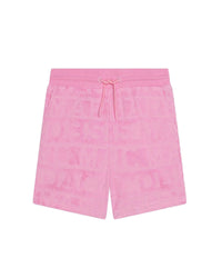Short en éponge jacquard rayures siglées - Rose candy