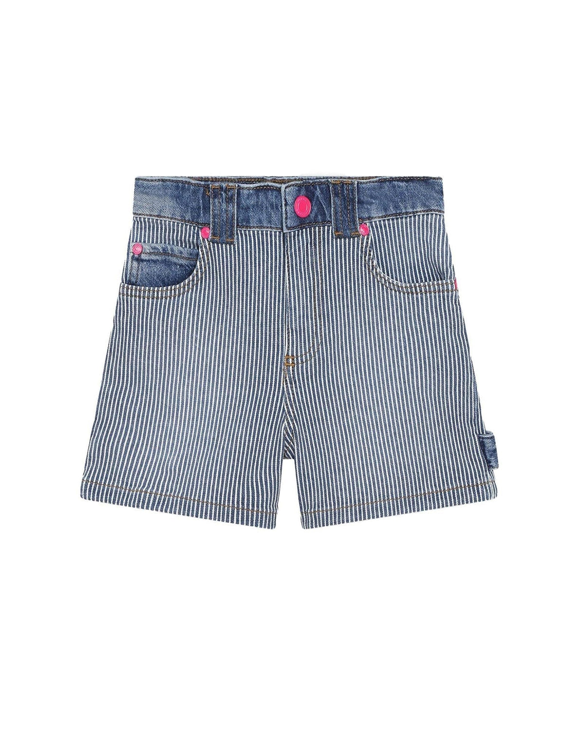 Short 5 poches en denim rayé - Denim Blue