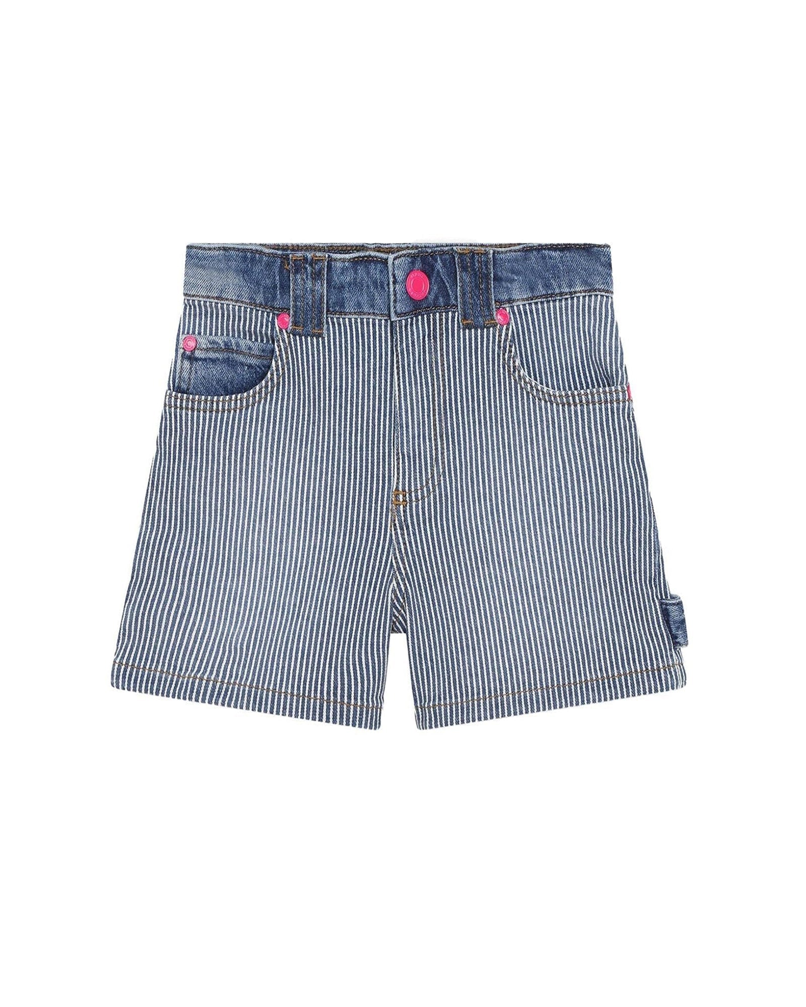 5 pocket striped denim shorts - Denim Blue