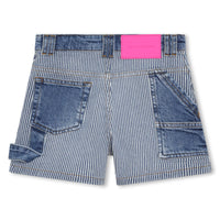 Short 5 poches en denim rayé - Denim blue