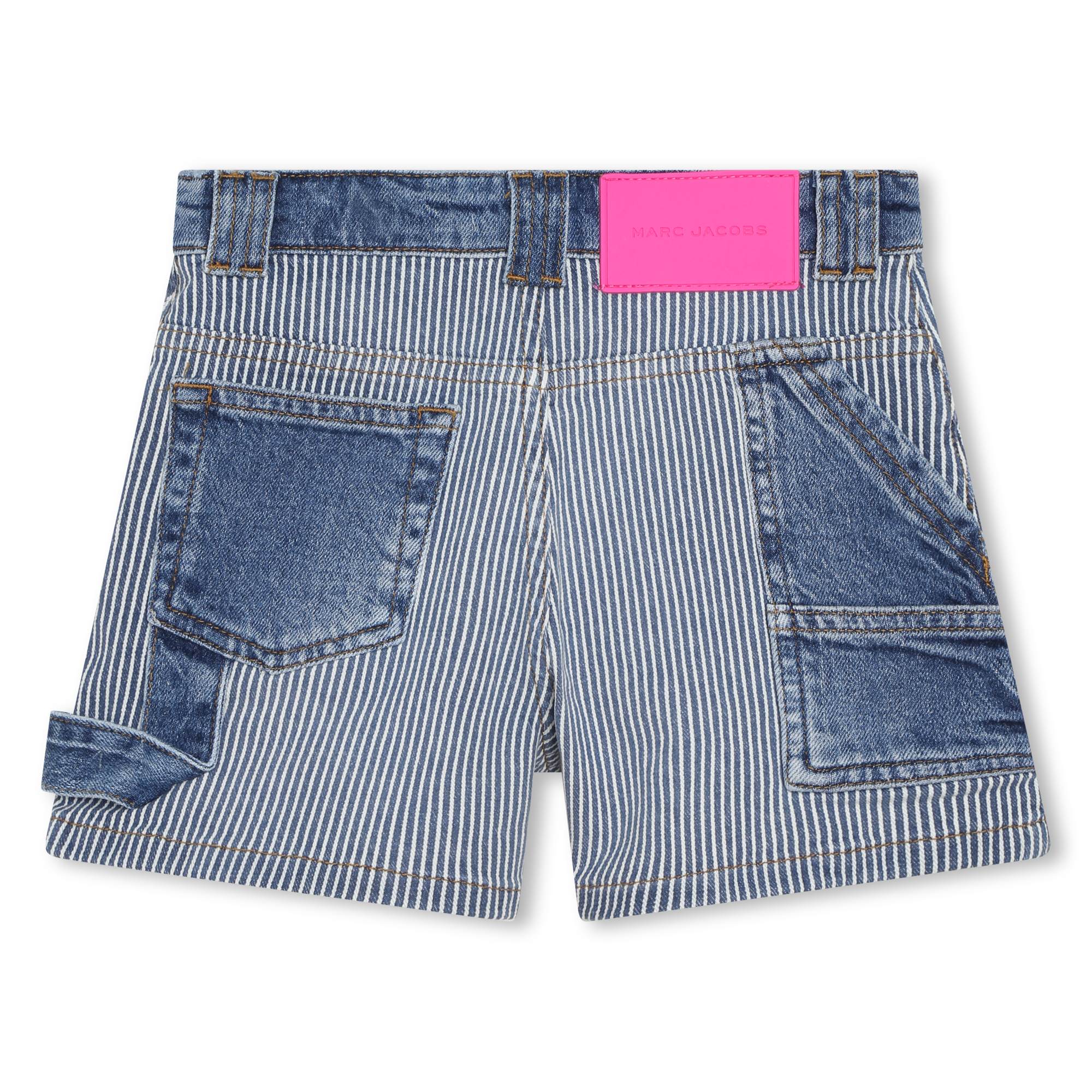 Short 5 poches en denim rayé - Denim blue