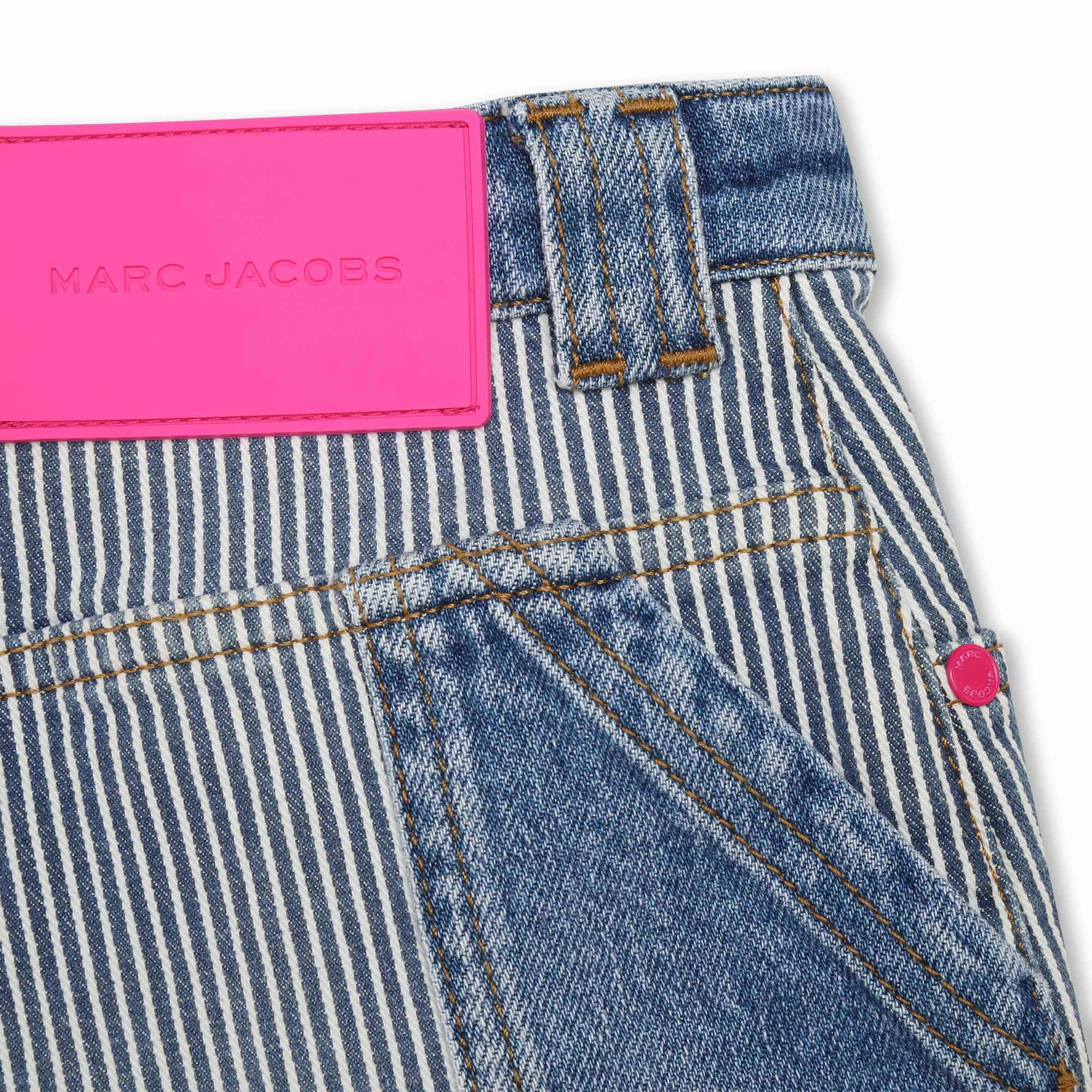 Short 5 poches en denim rayé - Denim blue