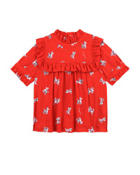 Blouse imprimée all over caniche - Rouge Vif