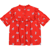 Blouse imprimée all over caniche - Rouge Vif