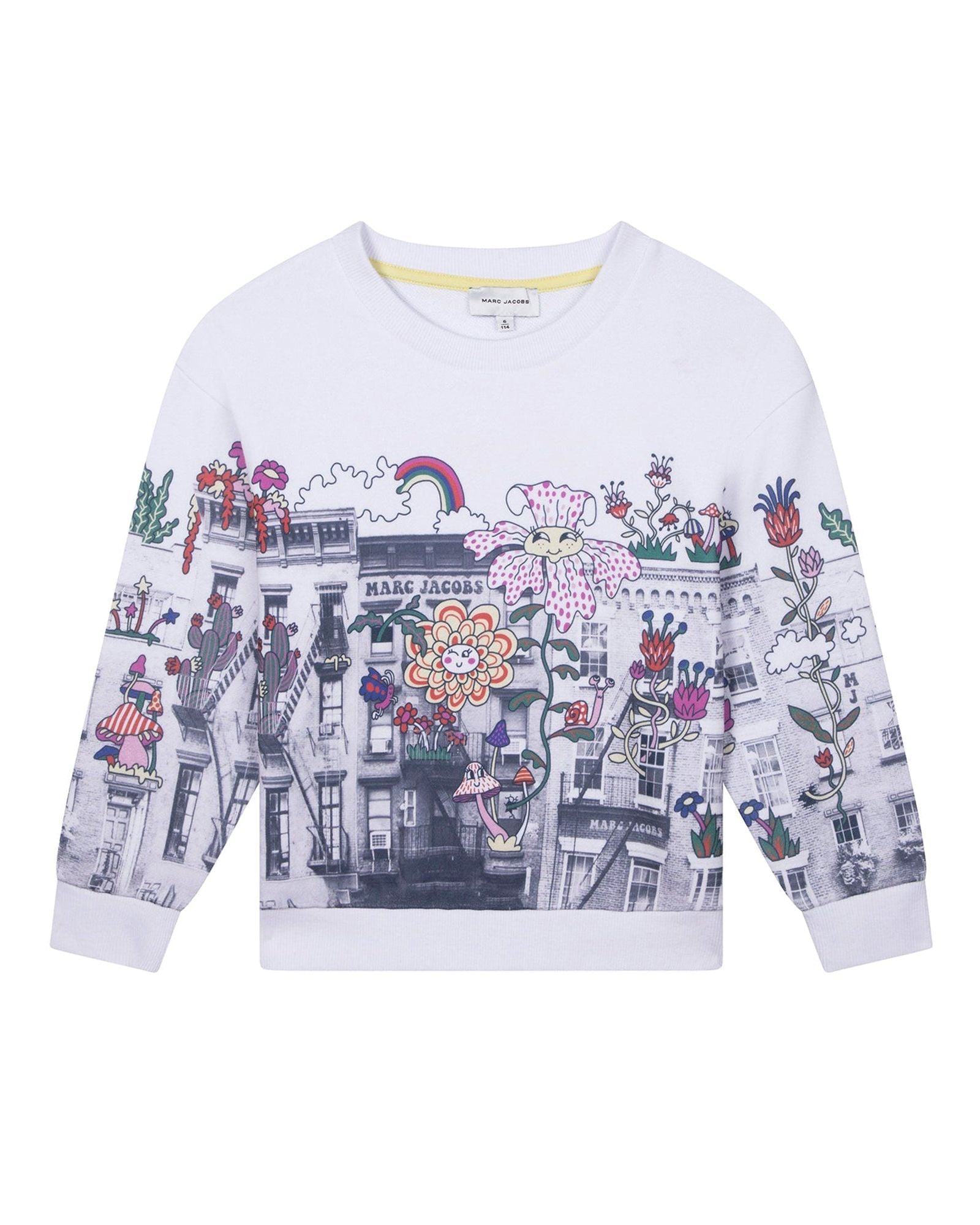 Sweatshirt en coton imprimé Cosmic City - Blanc