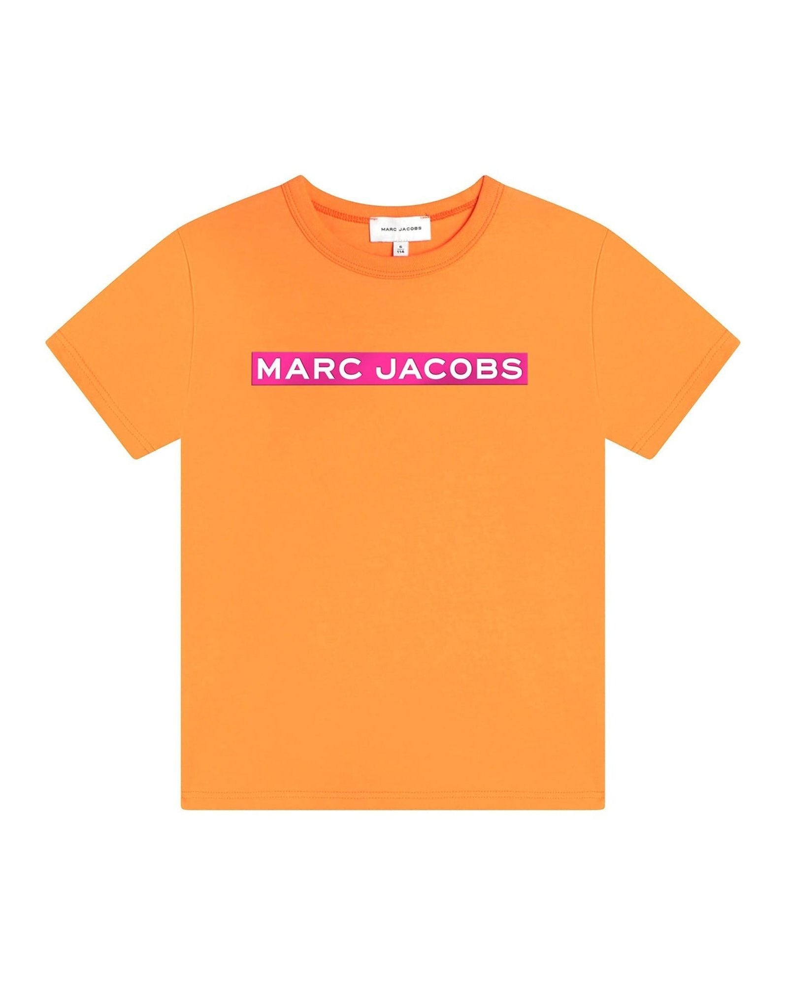 Short-sleeved T-shirt with highlighted logo - Mandarine