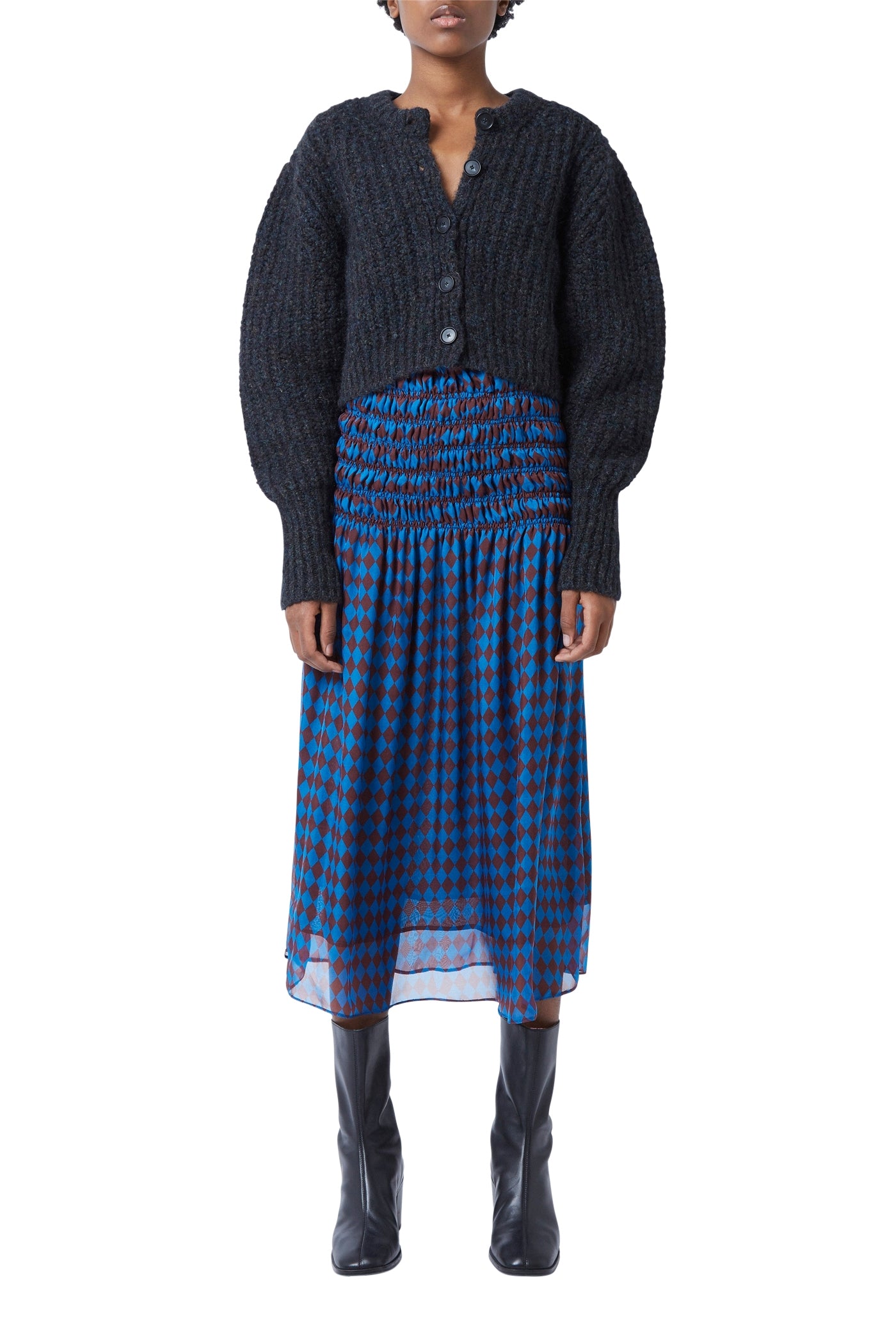 Adam Monaco skirt in silk - Bleu Roy