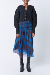 Adam Monaco skirt in silk - Bleu Roy