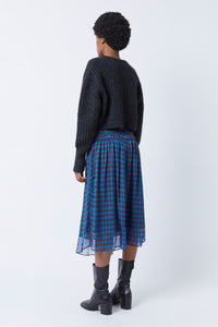 Adam Monaco skirt in silk - Bleu Roy
