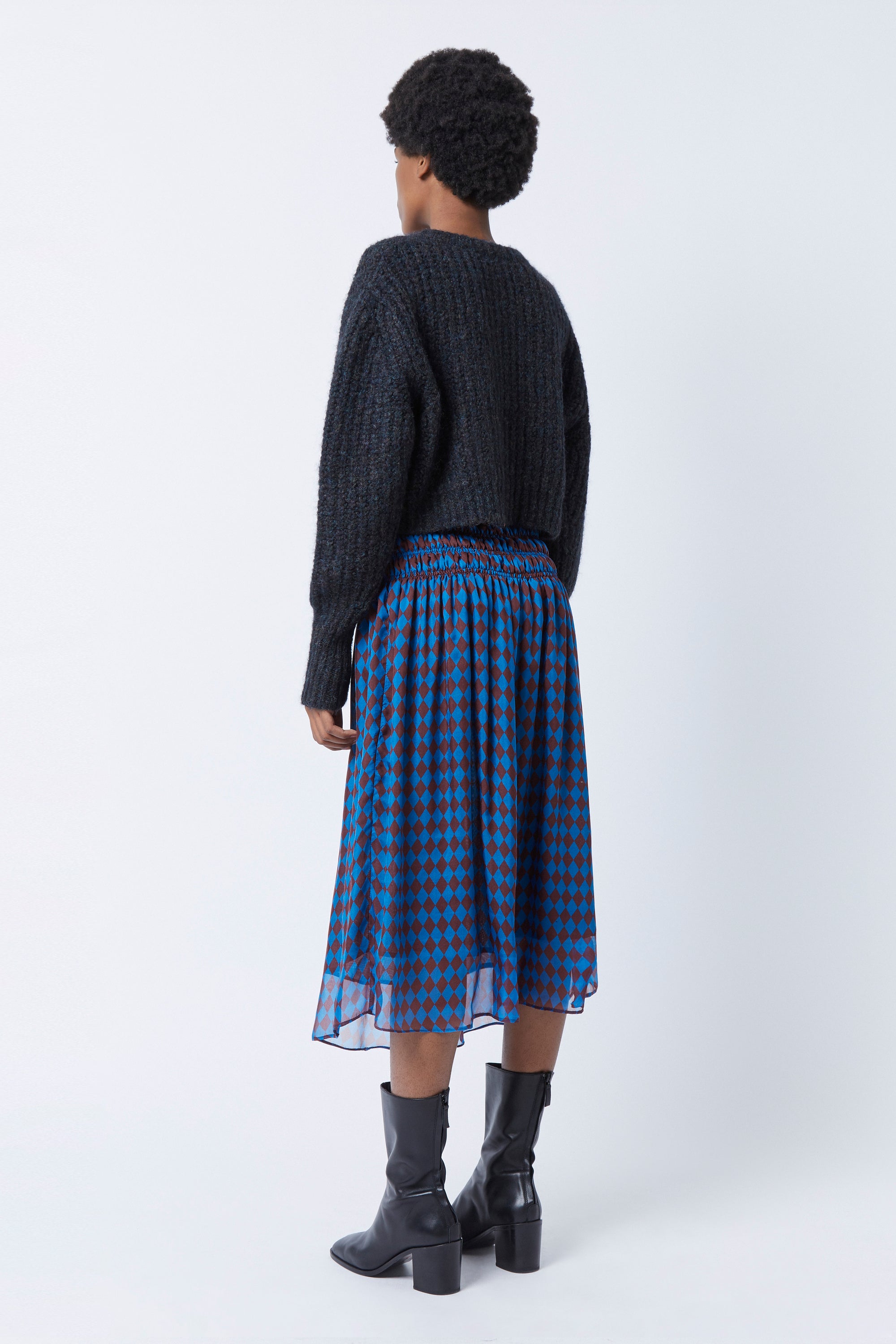 Adam Monaco skirt in silk - Bleu Roy