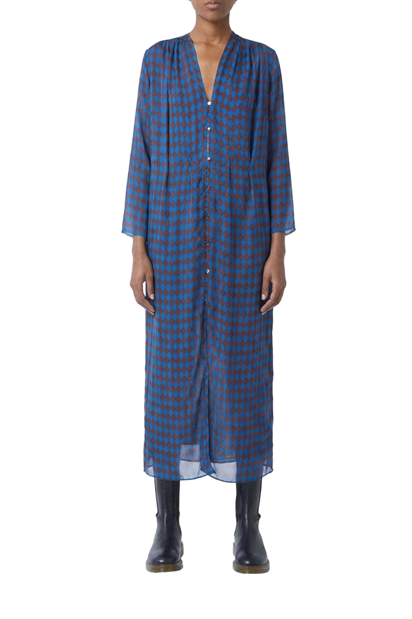 Robe longue Edward Monaco en soie - Bleu Roy