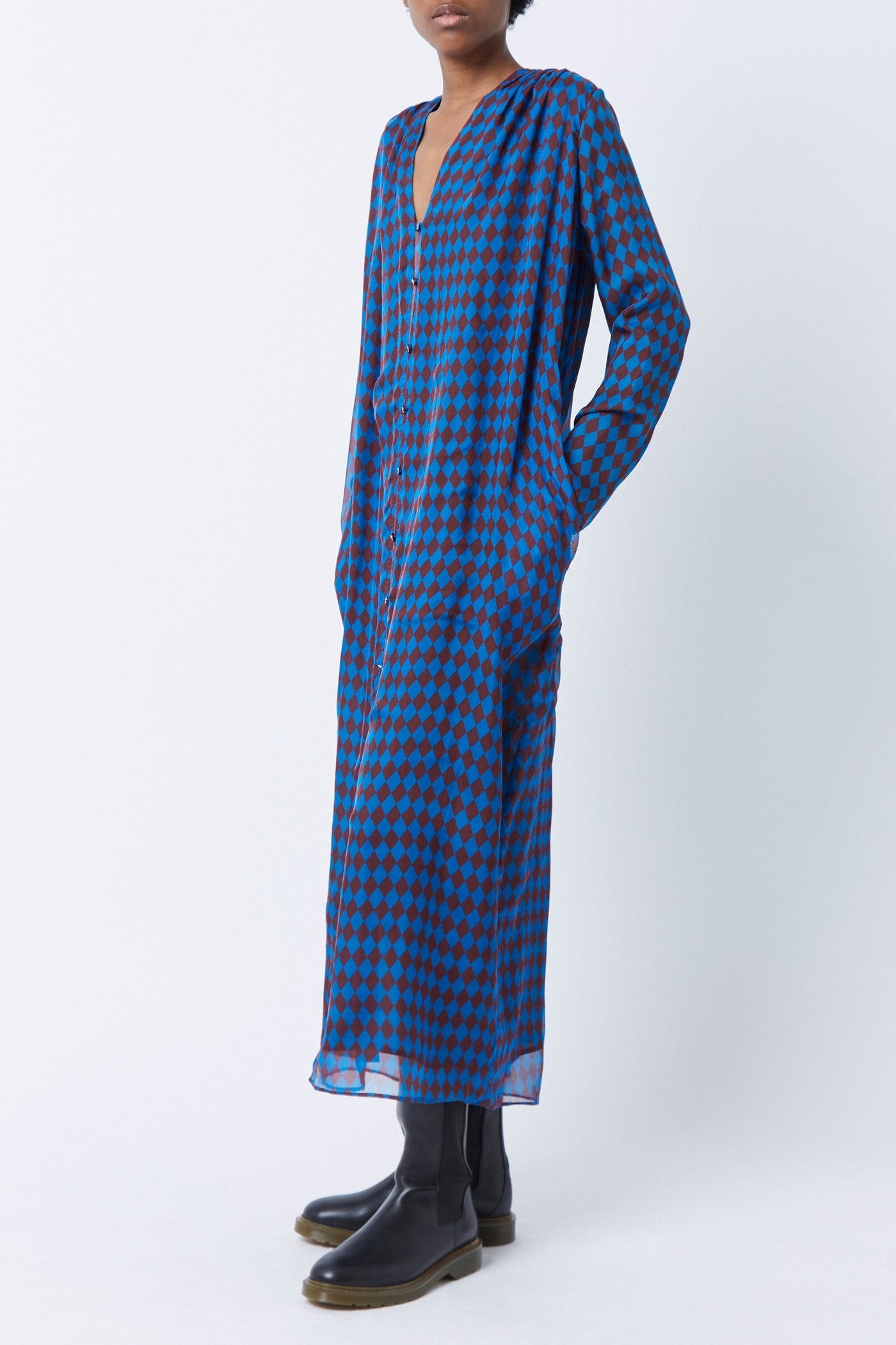 Robe longue Edward Monaco en soie - Bleu Roy