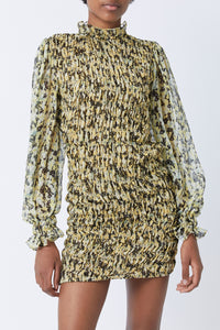 Sienna Monaco short dress in silk - Light Yellow