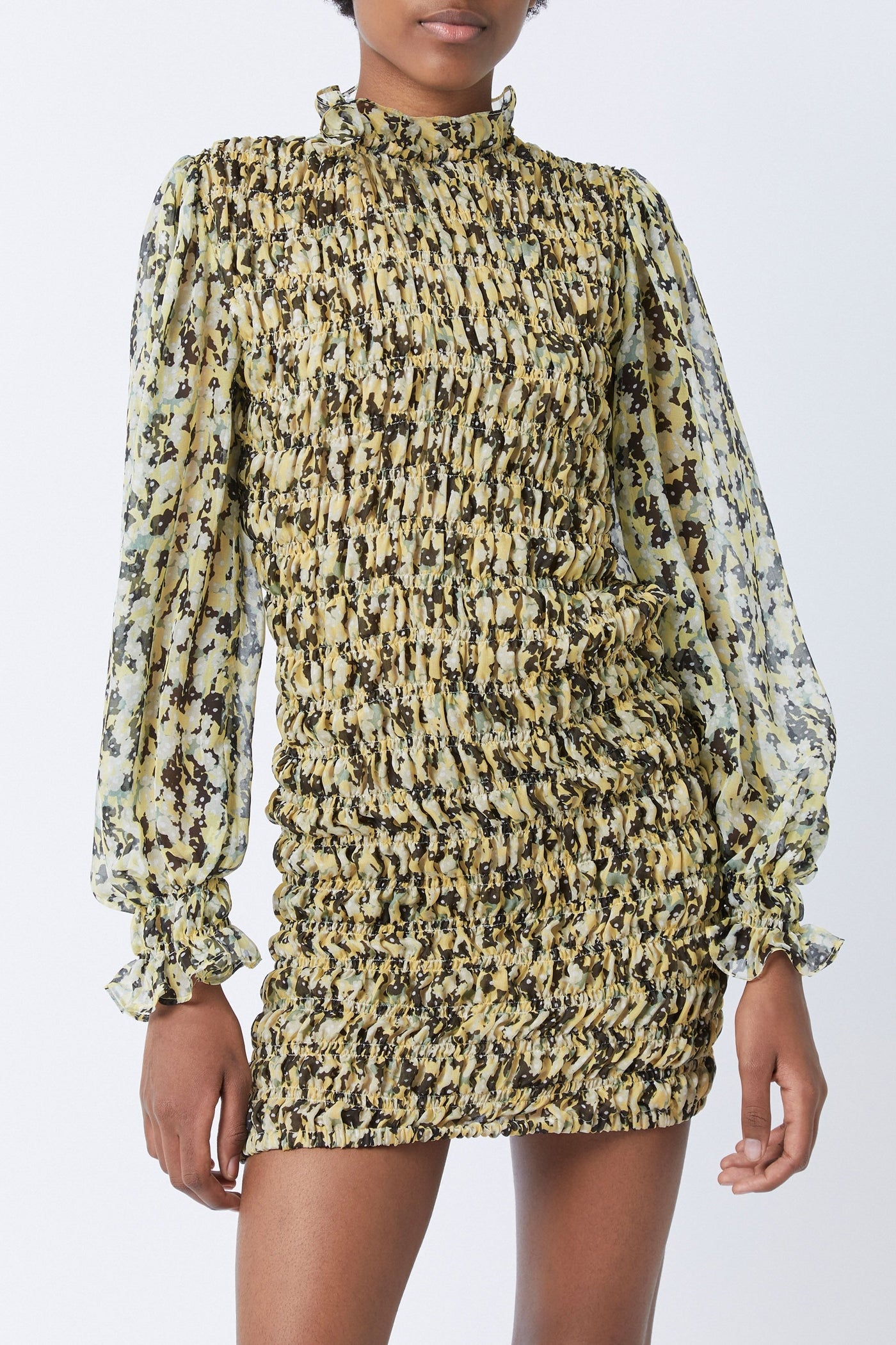 Sienna Monaco short dress in silk - Light Yellow
