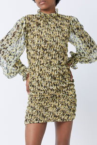 Sienna Monaco short dress in silk - Light Yellow