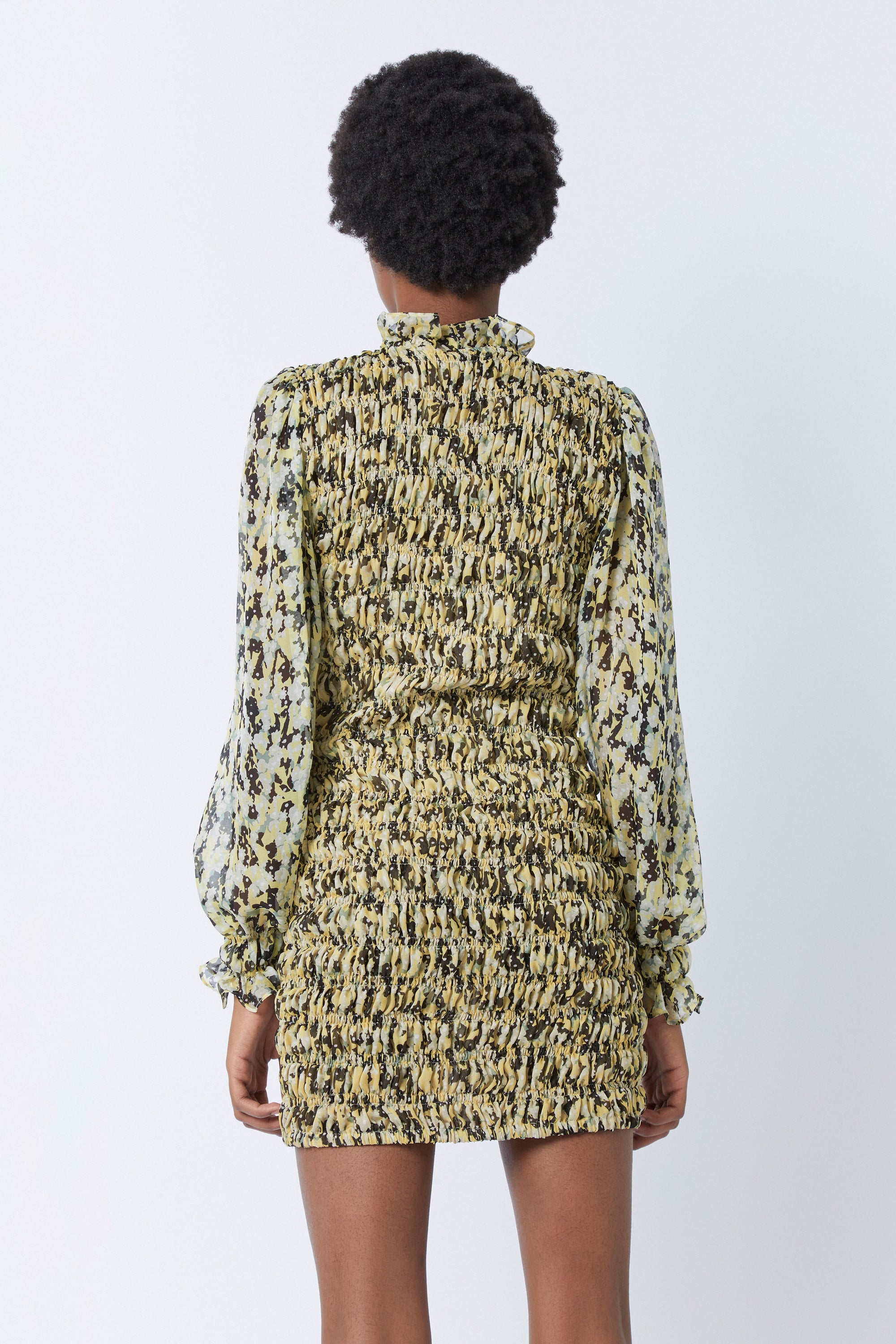 Sienna Monaco short dress in silk - Light Yellow