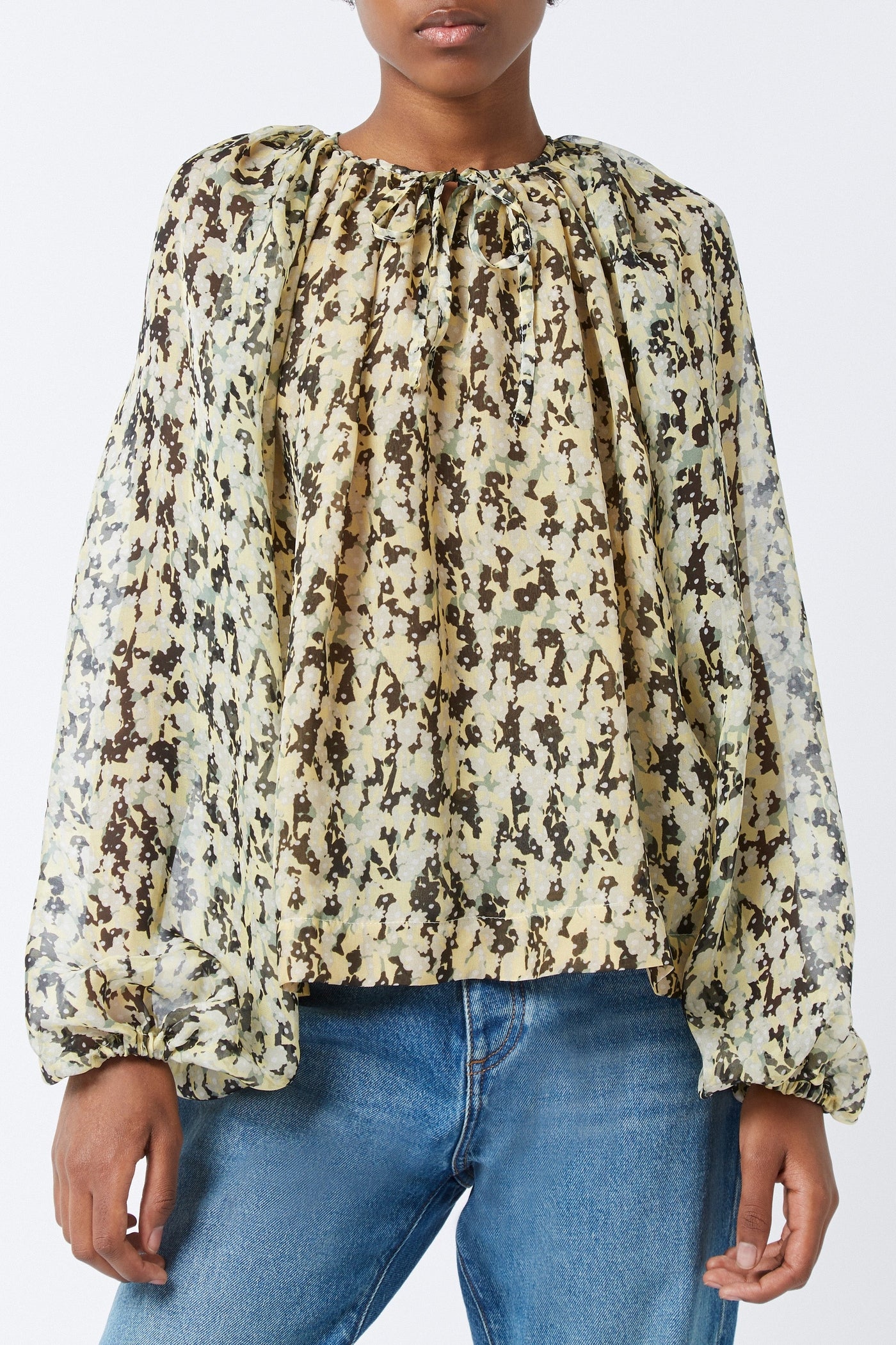 Blouse Twins Monaco en soie - Light Yellow