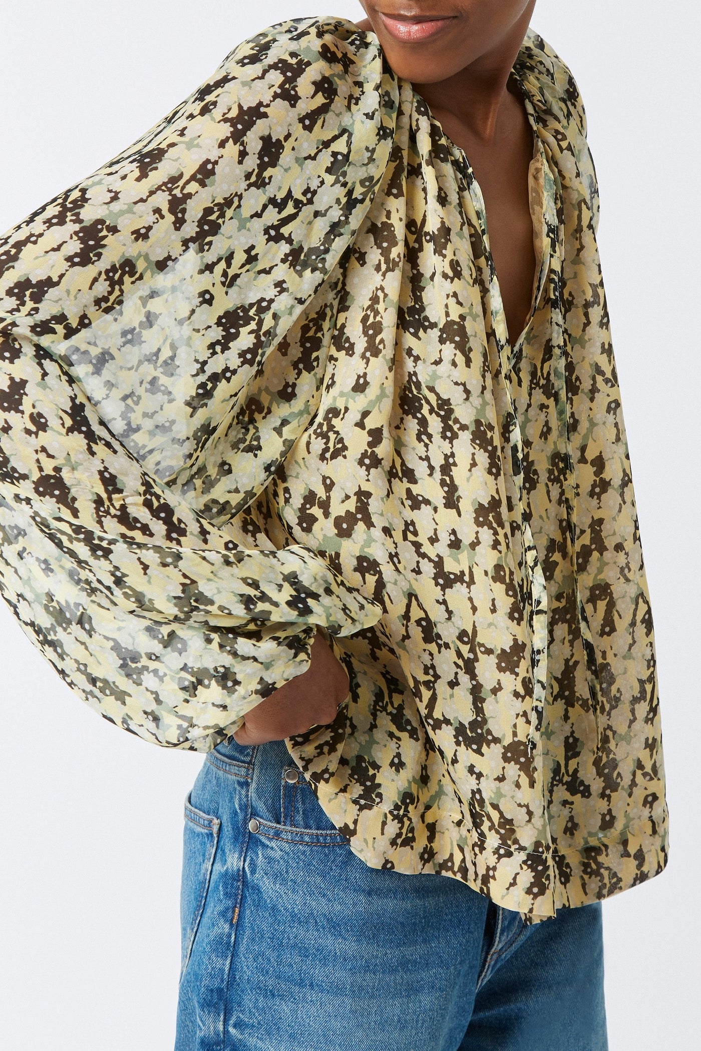 Blouse Twins Monaco en soie - Light Yellow