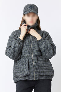 Geometric Peggy coat in wool - Multi Gris