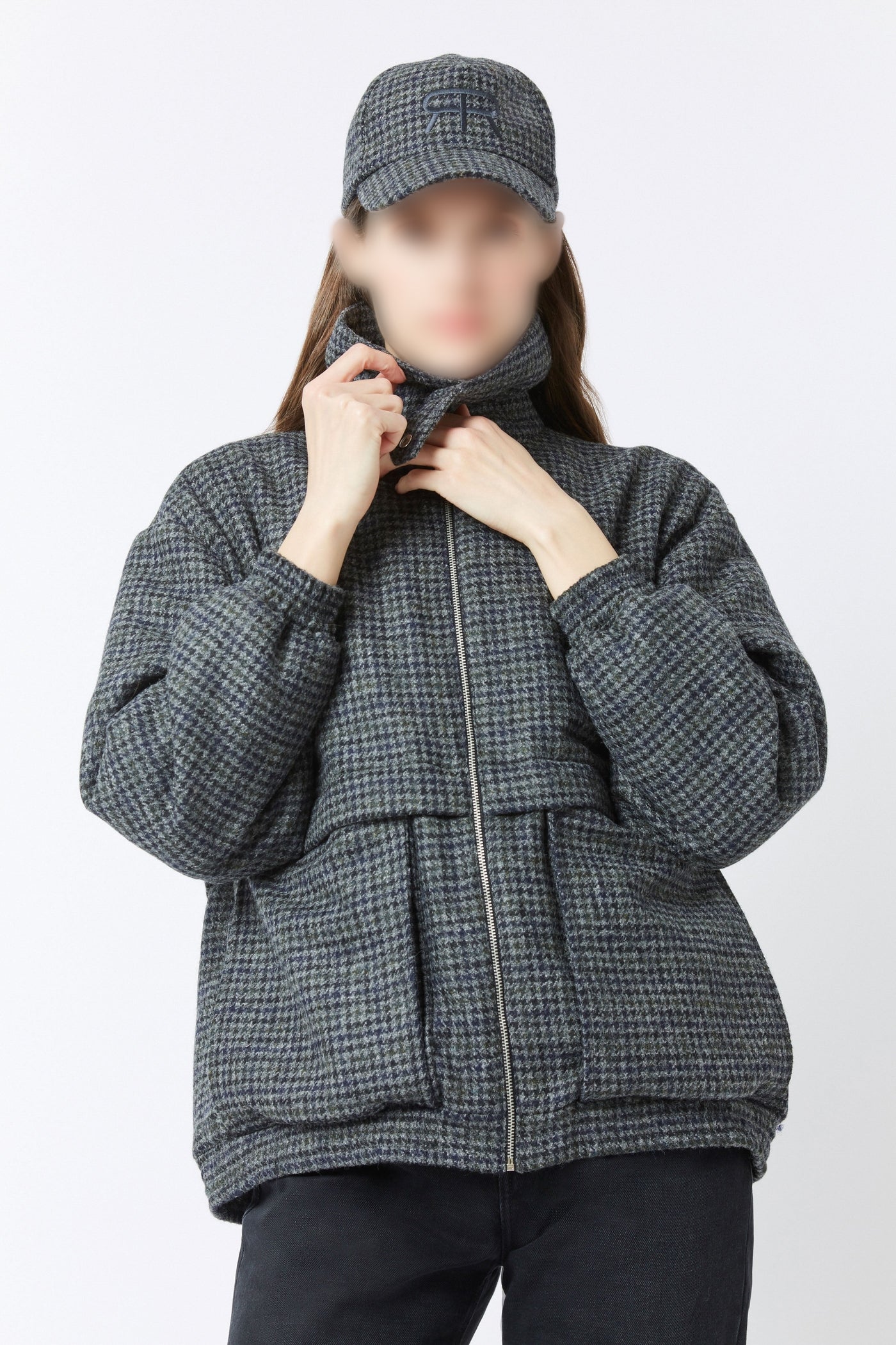 Geometric Peggy coat in wool - Multi Gris