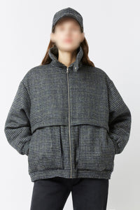 Geometric Peggy coat in wool - Multi Gris