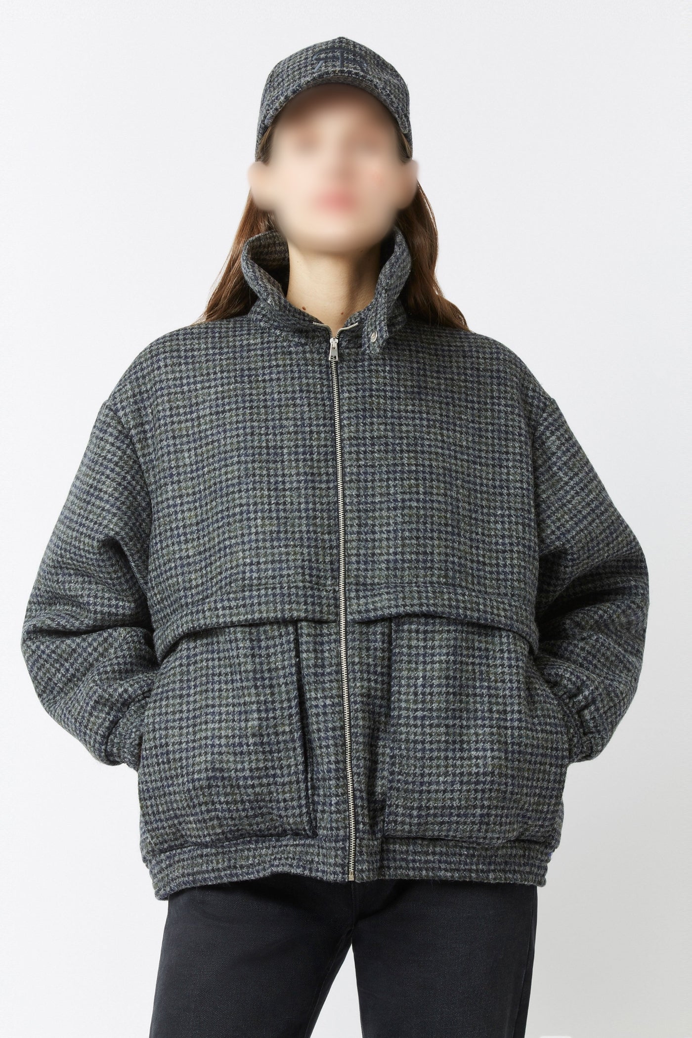 Geometric Peggy coat in wool - Multi Gris