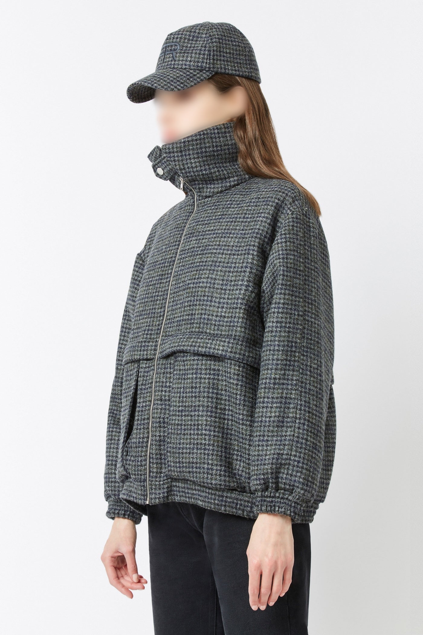 Geometric Peggy coat in wool - Multi Gris