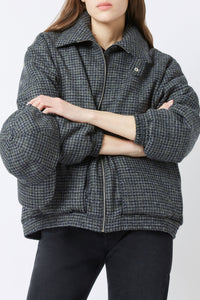 Geometric Peggy coat in wool - Multi Gris