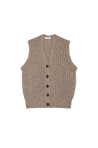 Slice Ribs wool cardigan - Ecru Flamme