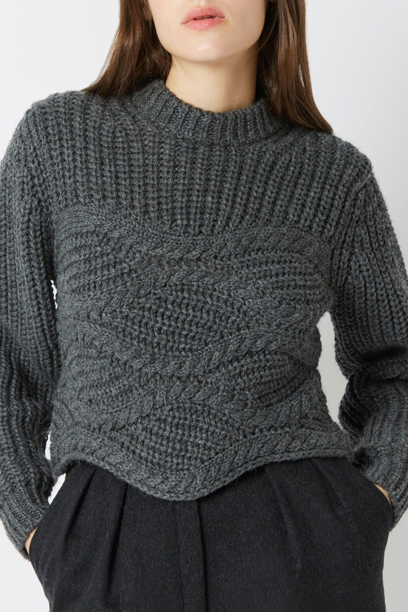 Pull Best Tresse en laine - Gris Chine