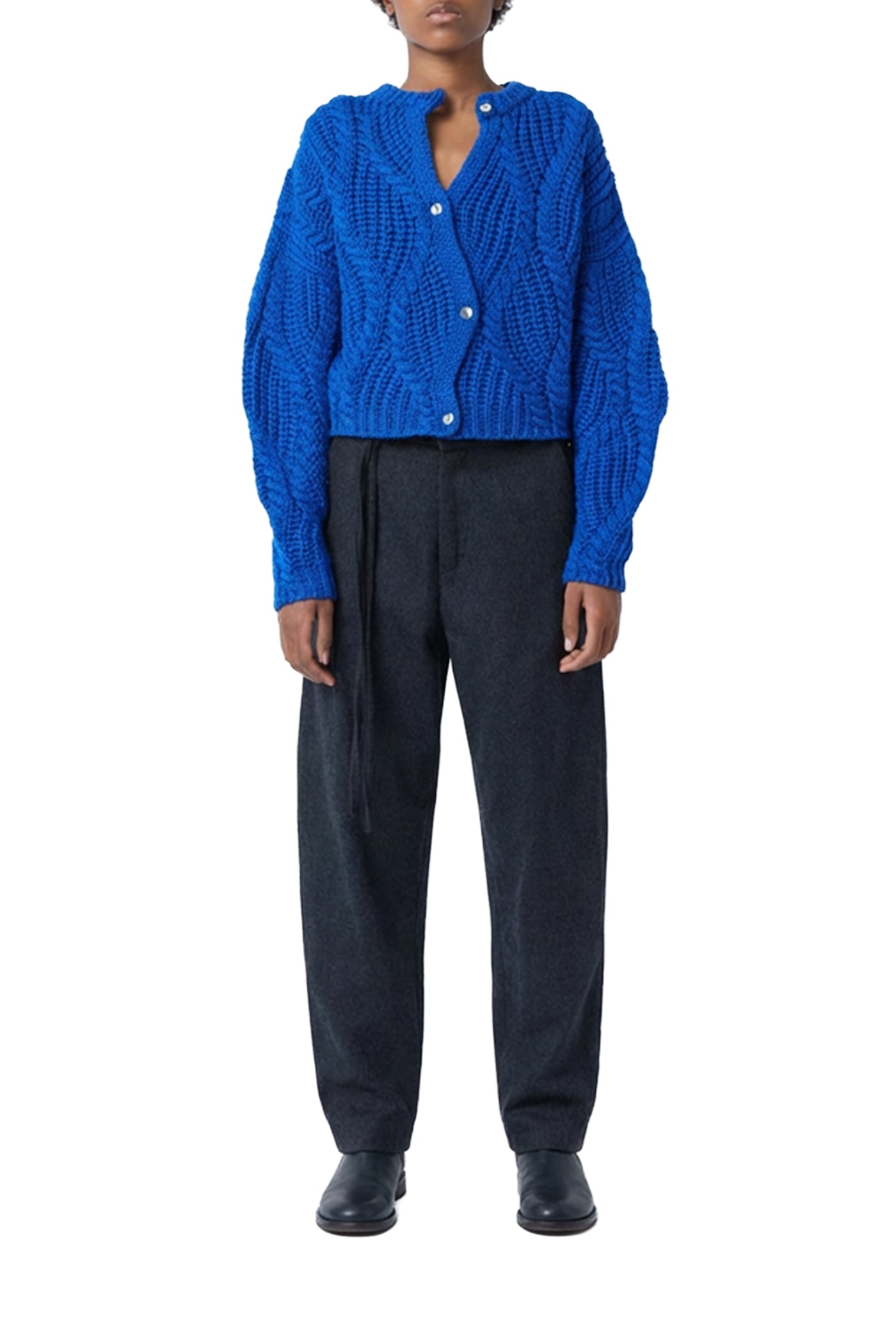 Gilet Divine Tresse en laine - Bleu Roy