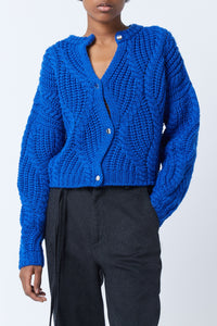 Gilet Divine Tresse en laine - Bleu Roy