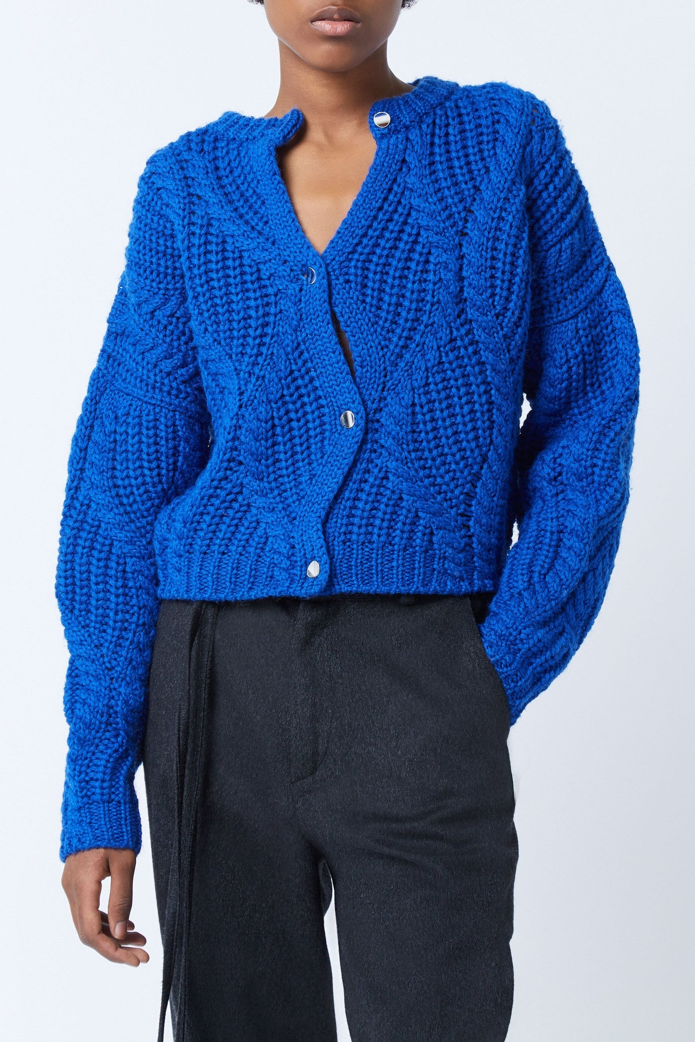 Gilet Divine Tresse en laine - Bleu Roy