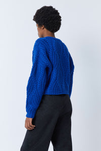Gilet Divine Tresse en laine - Bleu Roy