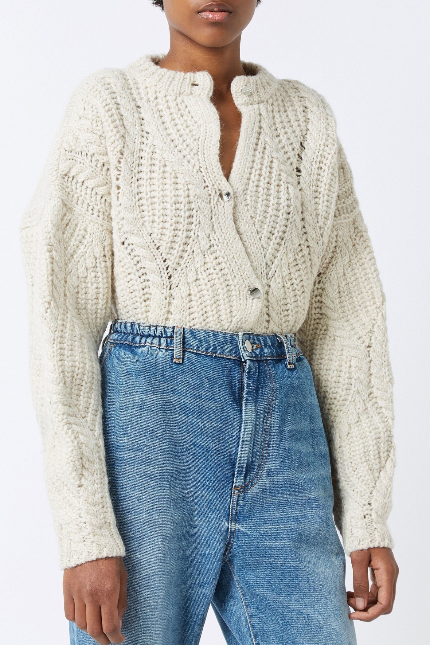 Gilet Divine Tresse en laine - Ecru Flamme
