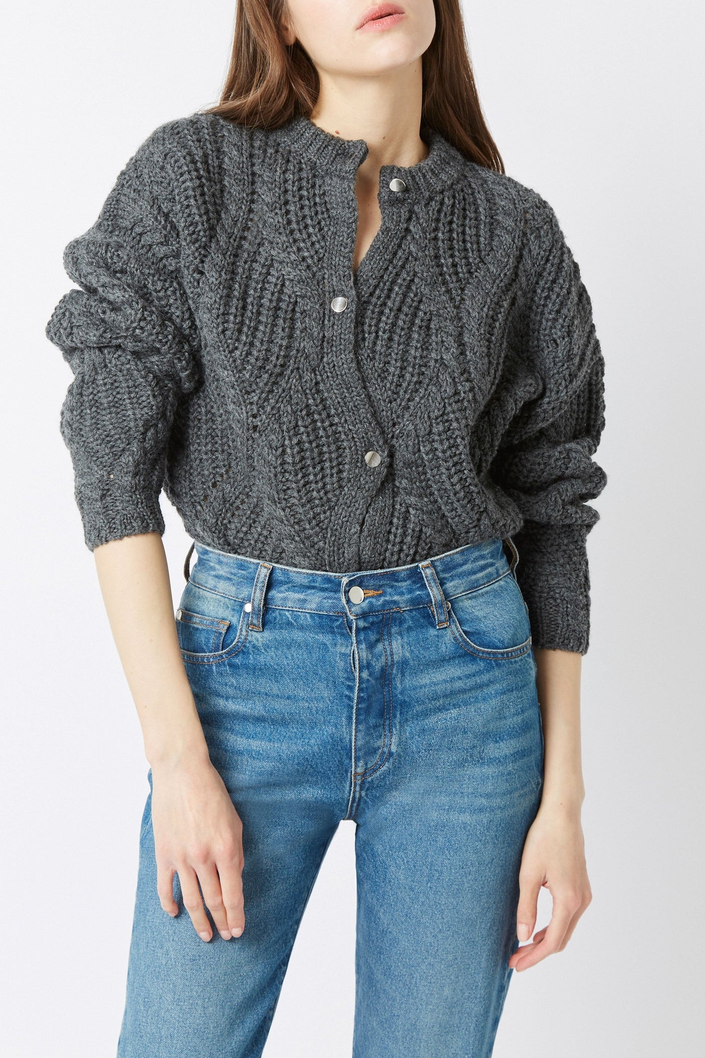 Gilet Divine Tresse en laine - Gris Chine