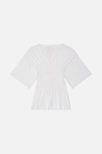 T-shirt smocké May ajusté - Blanc