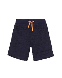 Jacquard terry jogging shorts with signature stripes - Dark blue
