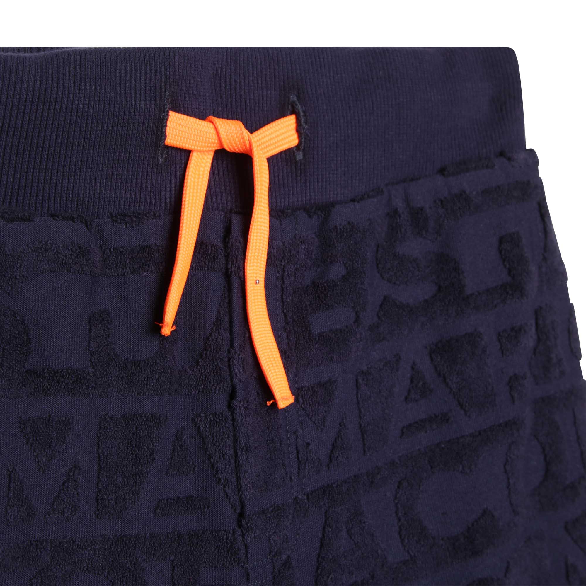 Jacquard terry jogging shorts with signature stripes - Dark blue